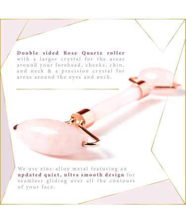 Rose Quartz Jade Roller & Gua Sha Set for Fine Lines & Wrinkles - Premium Quality, Noiseless Design, Muscle Tension Relief - Buy Online on GoSupps.com