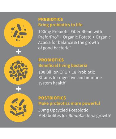 Garden of Life Once Daily 3-in-1 Probiotics, Prebiotics & Postbiotics for Digestive & Immune Health - 100 Billion CFU - 30 Day Supply - Buy Online on GoSupps.com