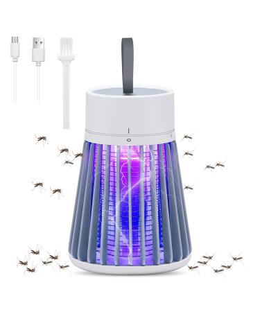 CherryPig Bug Zapper Rechargeable Mosquito and Fly Killer Indoor Light with Hanging Loop Electric Killing Lamp Portable USB LED Trap for Home Bedroom Outdoor Camping Gray