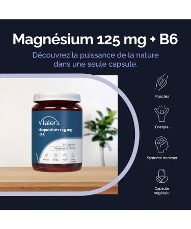 Vitaler's Magnesium 125mg + B6 6mg - 60 Capsules Vegan 2 Months Supplementation No Preservatives Pure Composition - Buy Online on GoSupps.com