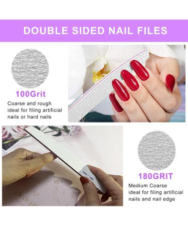 20PCS Nail File Buffer Set - 100/180 Grit Nail File & 120 Grit Sanding Buffer for Gel & Acrylic Nails - Professional Manicure Tool - Purple - Buy Online on GoSupps.com