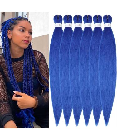 YDDM PRE Stretched Braiding Hair Extensions 26 inch 6packs Extensions Kunsthaar Braids Blue Hair Extension Art hair for braid Extension for Braids Jumbo Braids Hair (26 inches Blue#) 66cm-26 inches (6 Pack) Blue#