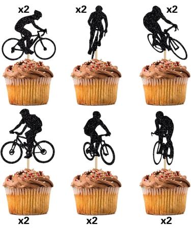 BIABISD 12 PCS Bicycle Cupcake Toppers Glitter bicycle Themed Cupcake Toppers sport Theme Birthday Party Cake Decorations Supplies - Buy Online on GoSupps.com
