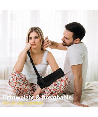 Farmigood Adjustable Padded Arm Sling - Shoulder Support for Adults with Joint Dislocation, Post-Operative, and Fractures - Black (One Size) - Buy Online on GoSupps.com