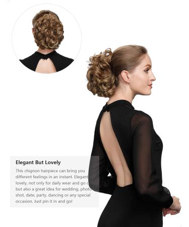 Yamel Curly Ash Blonde Chignon Hairpiece | Synthetic Updo Bun Extensions for Women - Buy Online on GoSupps.com