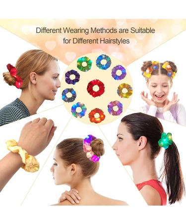 Anglecai LED Hair Scrunchies - 10 Colors Light Up Hair Bands with 3 Modes | Glow in the Dark Elastic Hair Ties for Women Girls - Buy Online on GoSupps.com