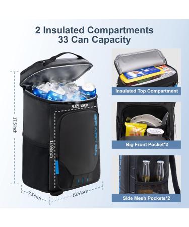 SPARTER Insulated Backpack Cooler - Leak Proof, 33 Can Capacity, Lightweight Thermal Bag for Beach, Travel, Camping - Men and Women (Black) - Buy Online on GoSupps.com