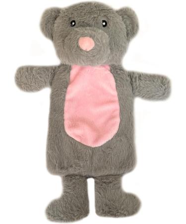 Home Flair Grey Teddy Bear 1Ltr Hot Water Bottle with Cover - Soft & Fluffy Animal Design - Buy Online on GoSupps.com