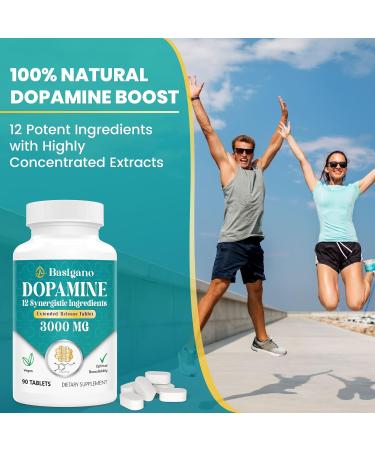 Natural Dopamine Supplement - Boost Energy Focus & Mood | Non-GMO Gluten-Free - 90 Tablets - Buy Online on GoSupps.com