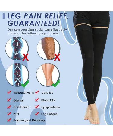 Beister 15-20 mmHg Thigh High Compression Stockings - Medical Grade Footless Sleeves for Varicose Veins, Edema, DVT - Black XL - Buy Online on GoSupps.com