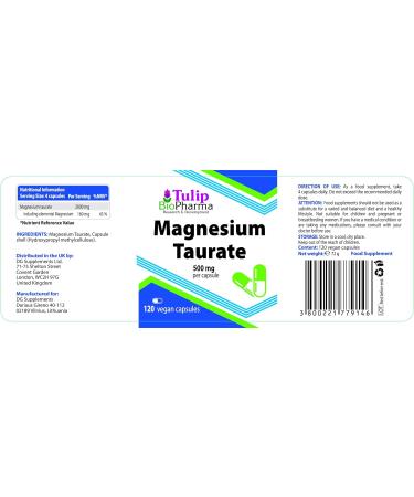 Magnesium Taurate 2000mg per serving 120 vegan capsules laboratory tested by third party no fillers or bulkers - Buy Online on GoSupps.com