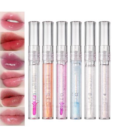 Miaritick 6 Pieces Lip Gloss Kit  Glossy Mirror Transparent Lip Glaze Kit  Moisturizing Lip Tint Kit  Lip Oil Care Set for Women and Girls