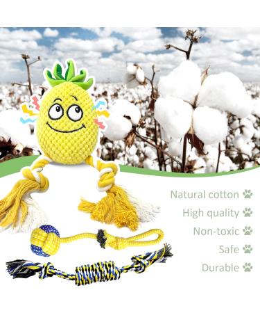 SQinor Plush Dog Toys - Interactive Pineapple Toy Set for Large & Small Dogs | Cuddly Puppy Plaything - Buy Online on GoSupps.com