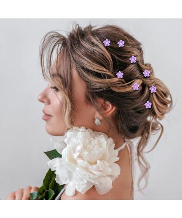 AndiBro Mini Lilies Hair Clip Set - 20 Cute Purple Decorative Short Hairpins for Women & Girls | Fashionable Metal Hair Jewelry & Gifts - Buy Online on GoSupps.com