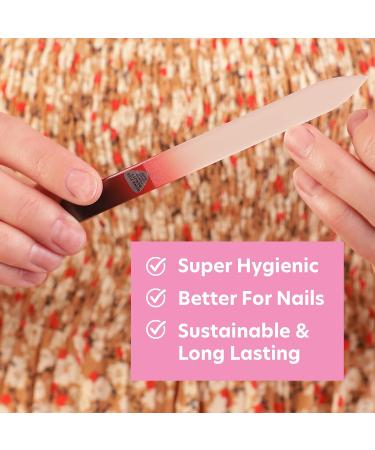 Premium Glass Nail File with Case | Czech Glass Manicure Tool | Precision Smooth Finish | Bona Fide Beauty Black Red - Buy Online on GoSupps.com