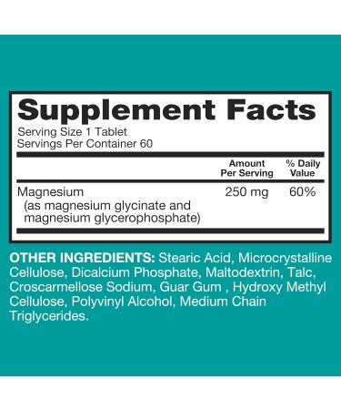Qunol Magnesium Glycinate Complex Gentle on Stomach 250mg One Pill Dose Superior-Absorption Magnesium Nerve Bone and Muscle Health Supplement 60 Count (Pack of 1) Unflavored 60 Count (Pack of 1) - Buy Online on GoSupps.com
