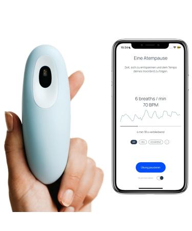 Moonbird breathing and meditation device - sleep aid for adults immediate stress reduction and fear relief - improves sleep helps with stress and fear - sky blue Blue