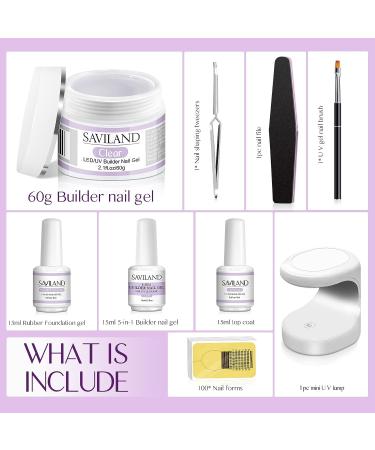 Saviland Clear 5-In-1 Builder Nail Gel Kit for Strengthening, Repair, and Extensions - Home DIY Nail Repair and Strengthening Kit - Buy Online on GoSupps.com