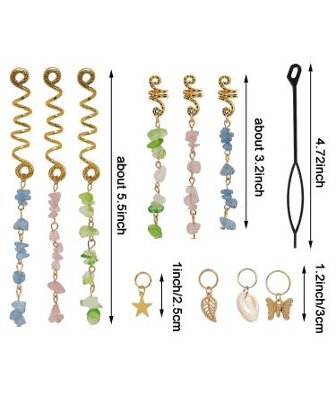 27Pcs Natural Colored Crystal Hair Jewelry for Braids - Metal Charms and Spirals for Women and Girls Hairstyles - Buy Online on GoSupps.com