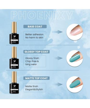 Phoenixy Gel Nail Polish Kit - 12 Pcs 10ml Set with UV LED Lamp | Aqua Dream Collection for DIY Manicure | Glossy Matte Top Coat | Nail Art Starter Kit for Women - Buy Online on GoSupps.com