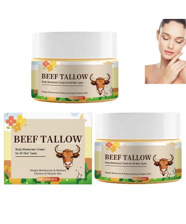 homomdy Beef Fat and Honey CreamNatural Moisturizer with Beef Fat for Face and Body Deep Nourishing Hydration for Dry Skin Softens and Softens Skin Body Care 2pcs
