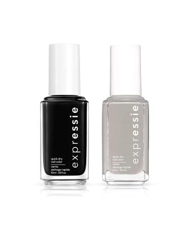 expressie quick dry vegan nail polish set - black, now or never 0.33 oz + gray, binge-worthy 0.33 oz (1 ea)