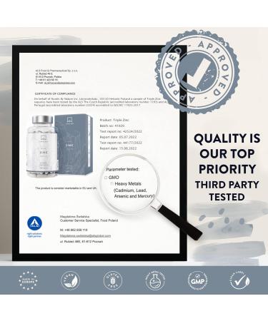 Triple Zinc 25mg with Vitamin C - 180 High Strength Tablets - Zinc Picolinate, Bisglycinate, Monomethionine - 6 Months Supply - Buy Online on GoSupps.com