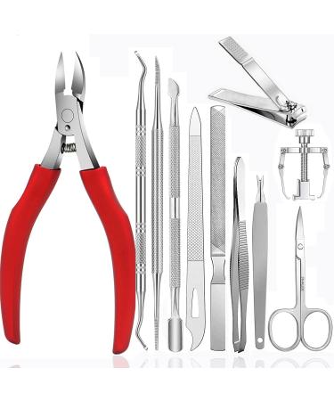 Toenail Nail Clippers Set Toenail Clippers Nail Clippers 12 Pieces Stainless Steel Toenail Clippers with Double Sided Nail File and Nail Scissors Repair for Thickness and Ingrown Toenails