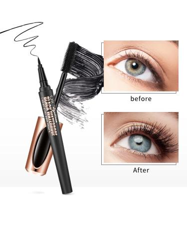 Buy 2 in 1 4D Silk Fiber Eyelash Mascara & Waterproof Liquid Eyeliner - Extra Long Thick Voluminous Lashes - Fast Drying Long-Lasting Black Mascara for Intense Definition - Buy Online on GoSupps.com