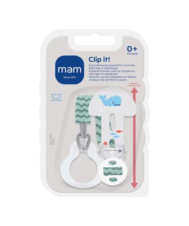 Mam Clip It! Long-Distance Pacifier Holder - Versatile Mint/Whale Design for Pacifiers Bite Rings & Toys - Buy Online on GoSupps.com