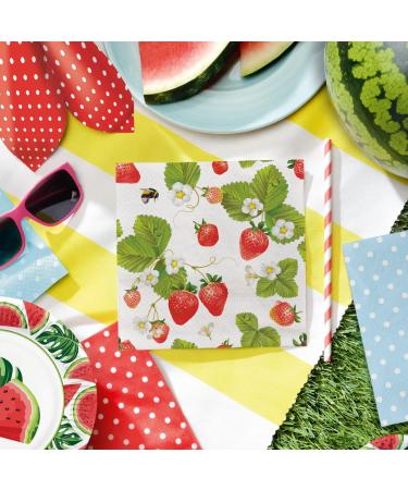 PAW 3-Layer Colorful Fruit Paper Napkins (33x33 cm) - 20 Pack for Birthdays Parties Weddings & Celebrations - Strawberry & Bees Design - Buy Online on GoSupps.com