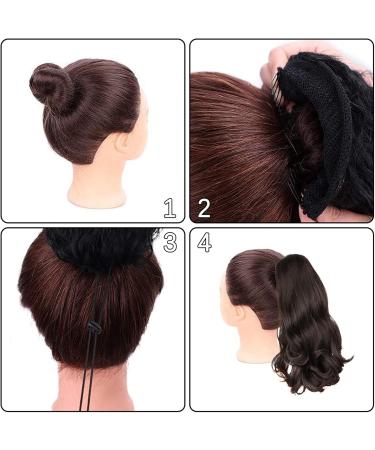 Ponytail Extensions Tail Hair Extension for Women Synthetic 18" Tail Warping Straight Drawstring Ponytail Hairpiece Black Pony for Women(Color:4) 45cm 4 - Buy Online on GoSupps.com