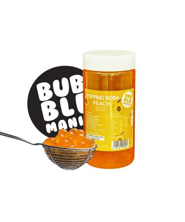 Popping Boba Fruit Pearls for Bubble Tea - Fruit Bursting balls tapioca Pearls by Bubble Mania | 450 G - (Peach)