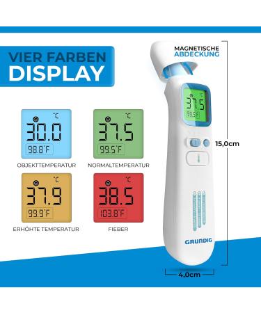 Grundig Contactless Fever Thermometer - High-Precision Ear & Forehead Measurement for Adults Children & Babies - Fast & Accurate with Batteries Included - Buy Online on GoSupps.com