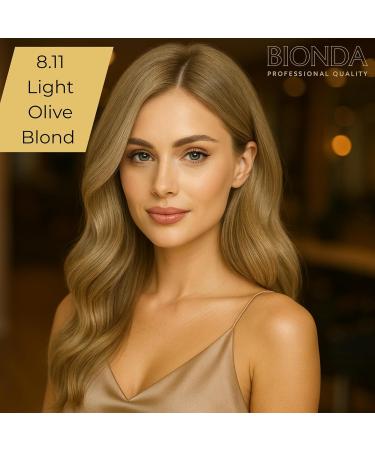 BIONDA Professional Permanent hair color Color Cream 811 Light Olive Blonde 200ml Double suit Keratin & Moringa Care Longly intense color with gloss 100 gray coverage - Buy Online on GoSupps.com