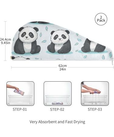 Buy Cartoon Panda Hair Towel 2 Pack | Super Absorbent Quick Dry Hair Turbans for Women & Girls - Fast International Shipping - Buy Online on GoSupps.com
