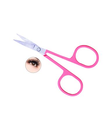 HOYUJI Magnetic eyelash scissors and eyebrow brush nose hair and beard scissors carved arc craft scissors used for eyelash extension stainless steel (pink)