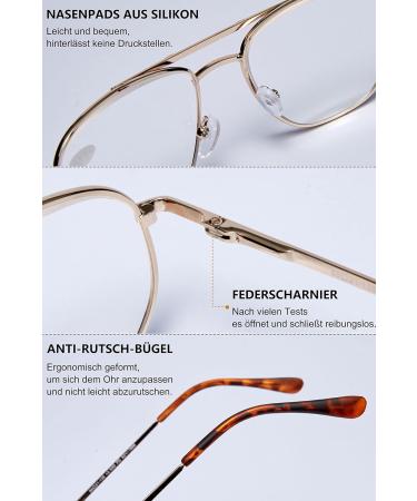Buy Lanomi Blue Light Filter Pilot Reading Glasses - Classic Metal Frame for Men & Women | Prescription Strengths 1.0 to 4.0 - International Shipping Available - Buy Online on GoSupps.com