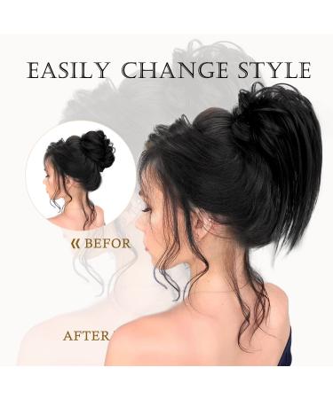 2PCS Messy Bun Hair Piece Set - Claw Clip Updo Hair Buns for Women (Natural Black) - Buy Online on GoSupps.com
