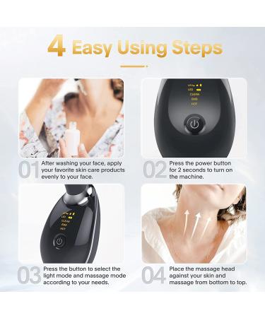 7 Color LED Red Light Therapy Face & Neck Beauty Device - Skin Rejuvenation & Tightening - Glossy Black - Buy Online on GoSupps.com