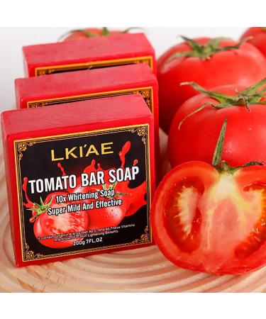 AILKE BOOST LUSTER LKIAE Natural Tomato Whitening Soap Bar Deep Clean Skin and Makeup Residue Oil Control Brightening Remove Dark Spots with Vitamin ABC For Face Body 200g Pack of 1 1 copy - Buy Online on GoSupps.com