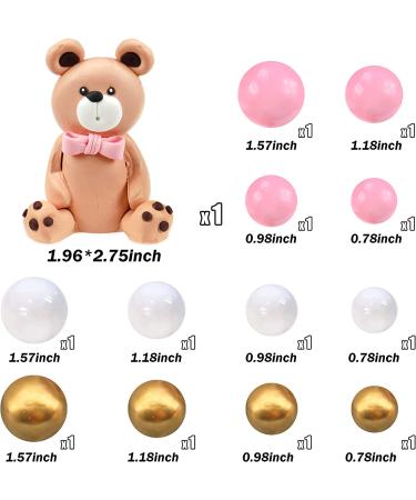 Mini Bear Cake Toppers - Gold, Pink, White Pearl Decorations for Baby Shower & Birthday Party - Teddy Bear Theme Supplies (Pink) - Buy Online on GoSupps.com