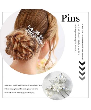 Catery Pearl Crystal Wedding Hair Pins Bridal Hair Pieces - Pack of 2, Silver Accessories for Women - Buy Online on GoSupps.com