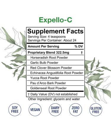 Expello-C: Ultimate Cellular Detox Supplement - Alcohol-Free Liquid Cleanse for Liver Kidney & System Boost - Echinacea Goldenseal & Red Clover - 16 Fl Oz - Buy Online on GoSupps.com