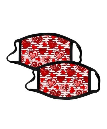 ZQP 2PCS Windproof Activated Carbon mask Valentines Day Baby Cat Holding Heart Shaped Baloons Romantic Love Themed Illustration Vermilion Black Facial Decorations for Adults