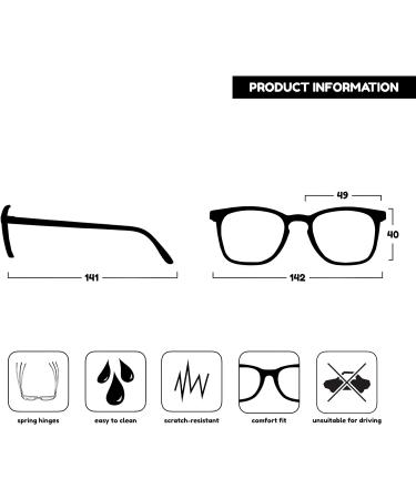 Opulize Bex Fern Glasses - Large Quadrat Designer Frame with Spring Hinges Scratch-Resistant Black -2.00 Diopters for Men (M64-1) - International Shipping Available - Buy Online on GoSupps.com