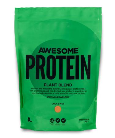 Chocolate Nut Awesome Protein Powder by Ben Coomber | 1kg Vegan Organic Flavoured Protein | 33 Servings Low-Calorie Plant-Based Chocolate Nut Protein Powder