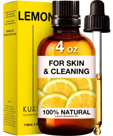 Kukka Lemon Essential Oil for Diffuser - Natural Essential Oil Lemon Oil for Skin - Lemon Essential Oil for Cleaning - Lemon Oil Essential Oil for Aromatherapy - 100% Natural (118 ml) Lemon 118.00 ml (Pack of 1)
