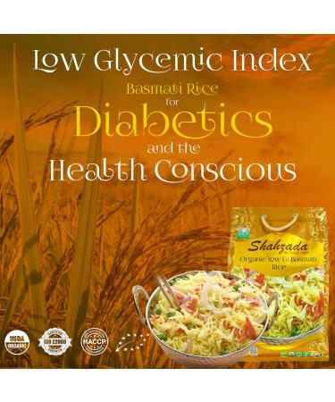 Shahzada Diabetic Friendly Basmati Rice 10 lbs | Low G.I. Index | USDA Certified Organic | Extra Long Grain | Vegan & Non-GMO | Resealable Bag for Freshness - Buy Online on GoSupps.com