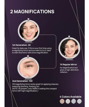 OMIRO Compact Mirror Mini Mix Diamond 1X/2X Magnifying Round Metal Pocket Makeup Mirror, Silver - Buy Online on GoSupps.com